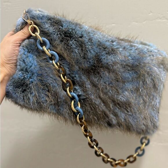 2 Tone Handmade Genuine Beaver Fur Soft Slouchy Clutch/Shoulder Bag/Crossbody - Picture 13 of 16